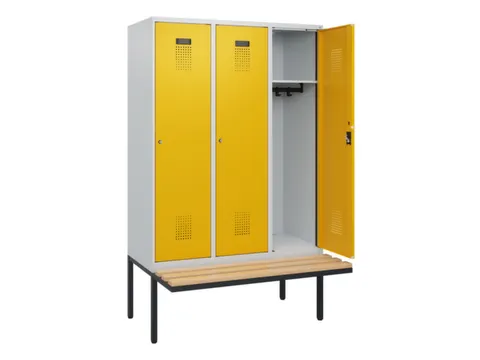 locker met bank,HxBxD 1950x1200x815mm,3vak,vak B 400mm,cilinderslot