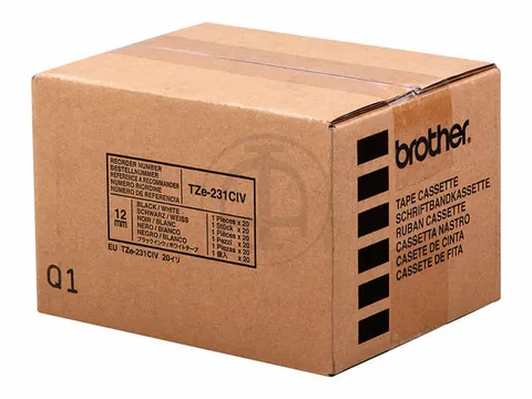 Tze231civ Brother P-touch 12mm Zwart Op Wit