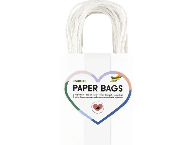 Tas met handvat Folia kraftpapier 110gr 12x15x5.5cm 20 stuks wit