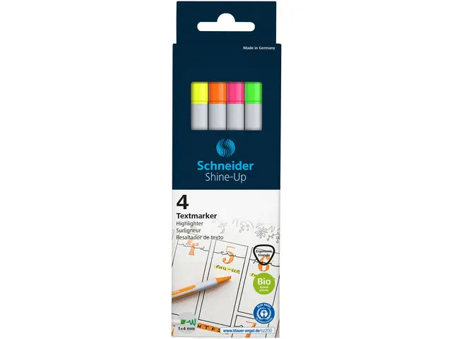 Markeerstift Schneider Shine-Up etui assorti 4 stuks