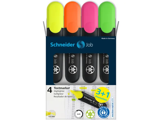 Markeerstift Schneider Job 3+1 gratis assorti karton etui