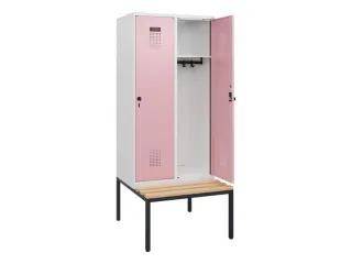 locker met bank,HxBxD 1950x800x815mm,2vak,vak B 400mm,draaigrendel - 1