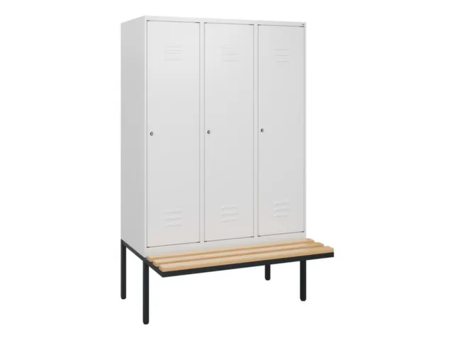 locker met bank,HxBxD 1950x1200x815mm,3vak,vak B 400mm,cil.-slot
