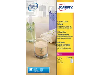 Crystal Clear etiket Avery L7782-25 63.5x38.1mm Transparant 525 stuks - 2