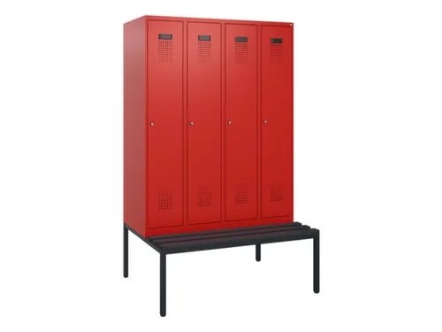 locker met bank,HxBxD 1950x1200x815mm,4vak,vak B 300mm,cilinderslot