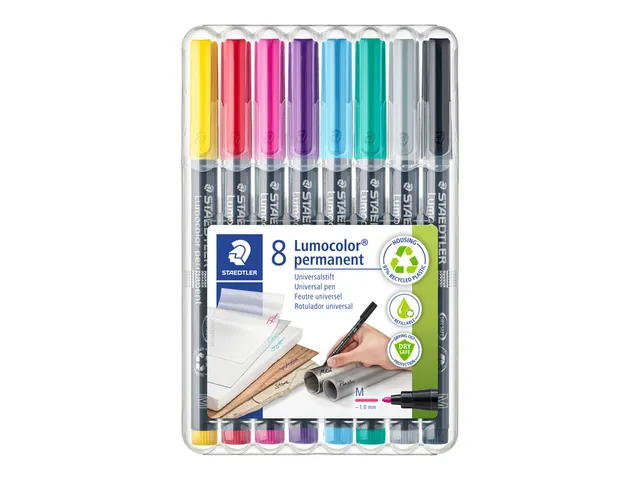 Viltstift Staedtler Lumocolor 317 permanent M set à 8 kleuren