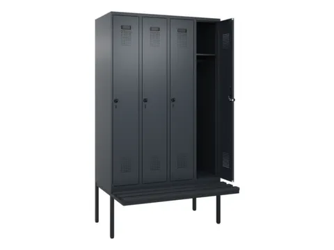 locker met bank,HxBxD 2120x1200x815mm,4vak,vak B 300mm,draaigrendel