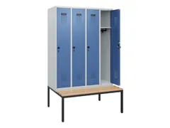 locker met bank,HxBxD 1950x1200x815mm,4vak,vak B 300mm,draaigrendel