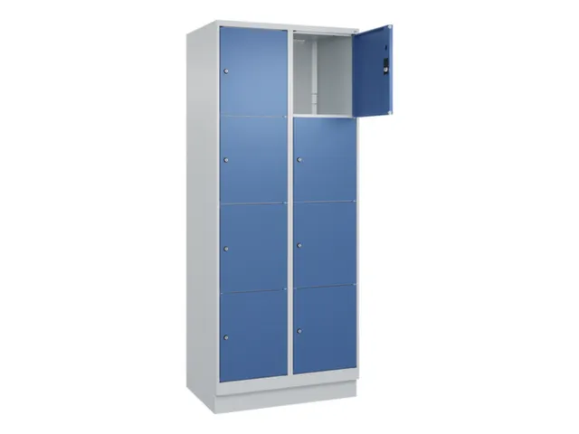 lockerkast,HxBxD 1950x800x500mm,2x4vakken,vak B 400mm,cil.-slot,sokkel