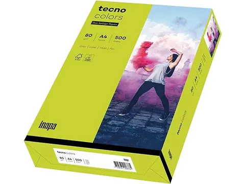 Inapa Tecno colors Gekleurd papier A4 Fel Groen 80 gram 500 vel