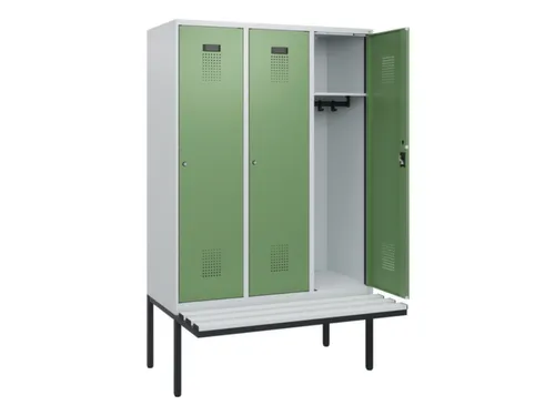 locker met bank,HxBxD 1950x1200x815mm,3vak,vak B 400mm,cilinderslot