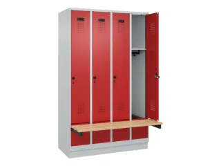 locker met bank,HxBxD 1950x1200x815mm,4vak,vak B 300mm,draaigrendel - 1