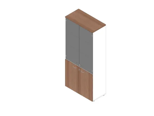 vitrinekast HxBxD 2000x900x450mm glazen deuren wit canaletto-hout