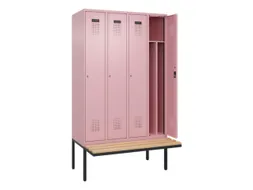 locker met bank,voor scheiding van kleding,HxBxD 2120x1200x815mm,4vak