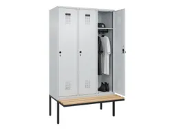 locker met bank,HxBxD 2120x1200x815mm,3vak,vak B 400mm,draaigrendel