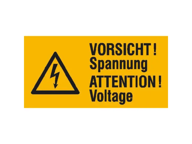 waarschuwings-combibord,Pas op! Spanning 2-talig (D/GB),PVC
