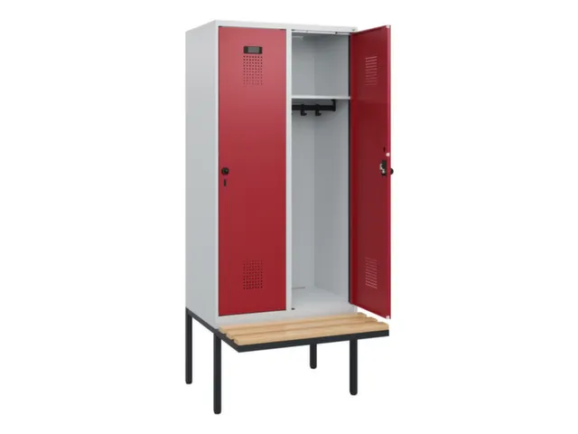 locker met bank,HxBxD 1950x800x815mm,2vak,vak B 400mm,draaigrendel