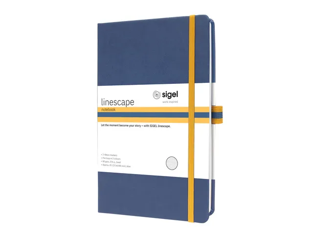 Cahier Linescape A5 bleu ligné couverture rigide