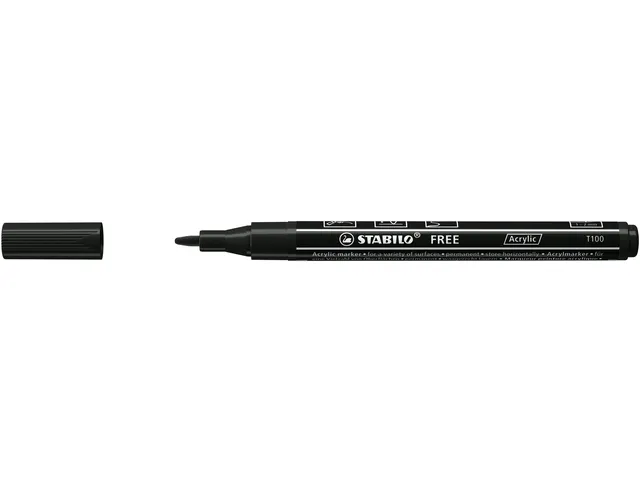 Acrylmarker STABILO Free Acrylic T100 zwart 1-2mm