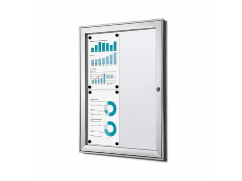 Vergrendelbaar Muurvitrine Indoor/Outdoor Brandwerend 4xA4 Zilver