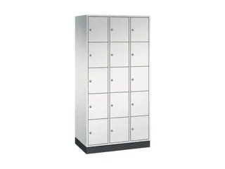 lockerkast,RAL 7035,HxBxD 1950x920x500mm,3x5vakken,cil.-slot,sokkel - 2