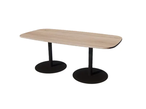 Linesto vergadertafel 200x100 deens ovaal robson eiken 25mm zwart