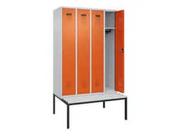 locker met bank,HxBxD 2120x1200x815mm,4vak,vak B 300mm,cilinderslot