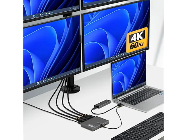 USB-C naar Quad-Monitor Adapter 4K 60Hz DisplayPort