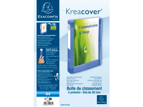 Klasseerdoos PP Krea cover rug 40mm blauw