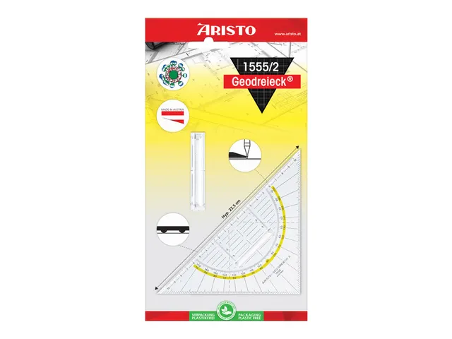 Equerre Géométrique 1552 160mm Tranparent Avec Bande Jaune