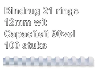 Bindrug Fellowes 12mm 21-rings A4 wit 100stuks - 1