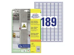 Etiket Avery zelfklevend 25,4x10mm wit permanent 20 vel 189 etiketten
