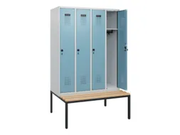 locker met bank,HxBxD 1950x1200x815mm,4vak,vak B 300mm,draaigrendel