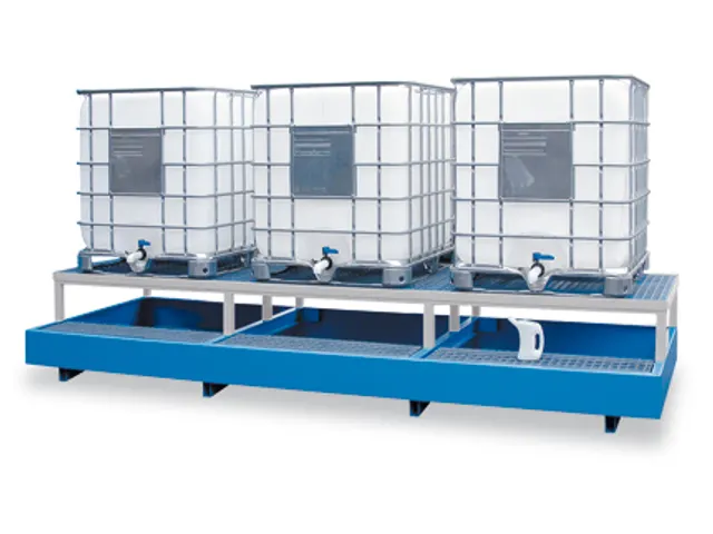 Opvangbak 3x Ibc Opvangvol. 1000l Staal 645x 3850x 1400mm Aftapbok