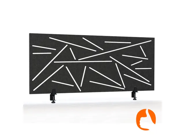 Akoestisch Bureaupaneel met patroon uitsnede 60x160cm Zwart