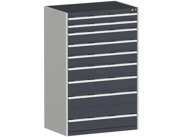 ladekast HxBxD 1600x1050x650mm 9laden RAL7035 front RAL7016