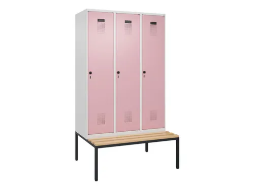 locker met bank,voor scheiding van kleding,HxBxD 2120x1200x815mm,3vak