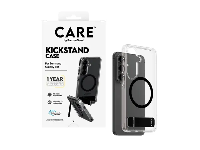 PanzerGlass CARE by Kickstand Case Transparent w. Qi Samsung Gal