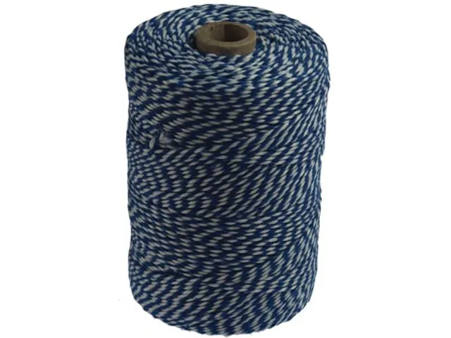 Katoentouw, blauw-wit, klos van 200 g, ongeveer 200 m