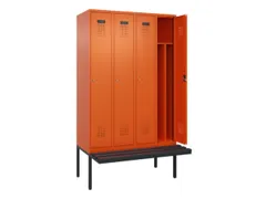 locker met bank,voor scheiding van kleding,HxBxD 2120x1200x815mm,4vak