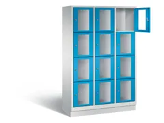 Lockerkast 1800x1200x500mm 3x4 vakken Cilinderslot, Sokkel, RAL5012