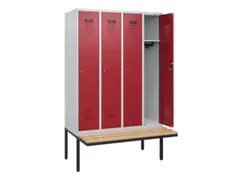 locker met bank,HxBxD 1950x1200x815mm,4vak,vak B 300mm,cilinderslot