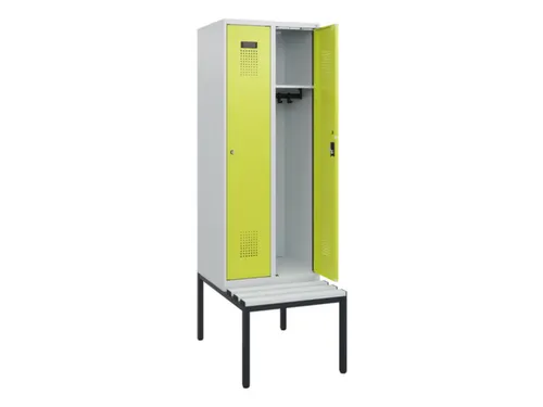locker met bank,HxBxD 1950x600x815mm,2vak,vak B 300mm,cilinderslot