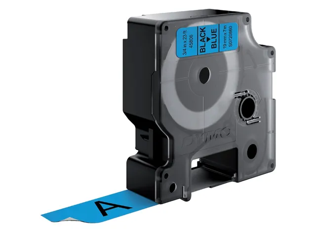 Labeltape Dymo 45806 D1 S720860 19mmx7m zwart op blauw