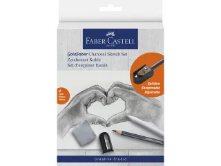 Houtskoolset Faber-Castell 8-delig: 5 houtskoolpotloden (extra super z - 2