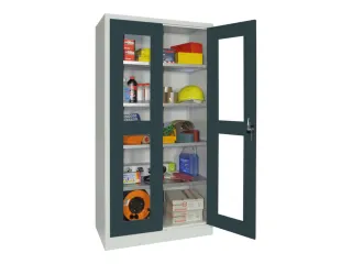 Vitrinekast Hxbxd 1950x1000x400mm Draaideuren Ral7035 Front Ral7016 - 2