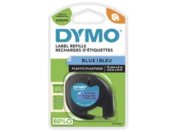 Labeltape Dymo Letratag 91205 Plastic 12mm Zwart Op Blauw