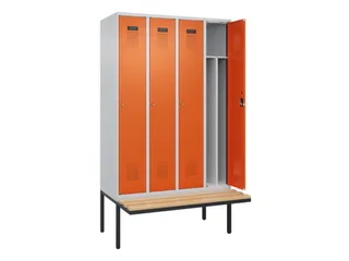 locker met bank,voor scheiding van kleding,HxBxD 2120x1200x815mm,4vak - 1
