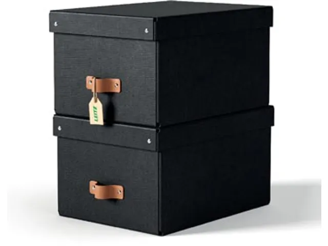 Puro opbergdoos medium A4 17 liter zwart 2 stuks