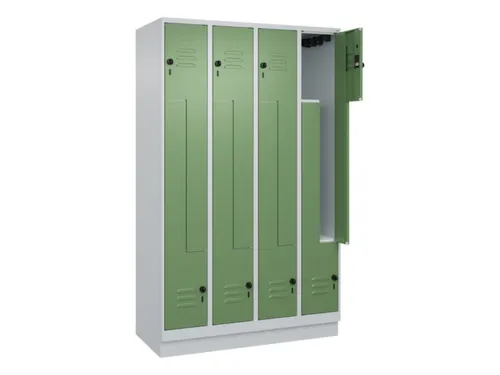 Z-garderobekast,HxBxD 1950x1200x500mm,vak B 150/300mm,draaigrendel
